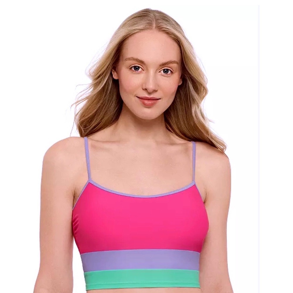 Salt + Cove Colorblock Bikini Top Pink Lavender Teal Size L Beachwear‎ NEW